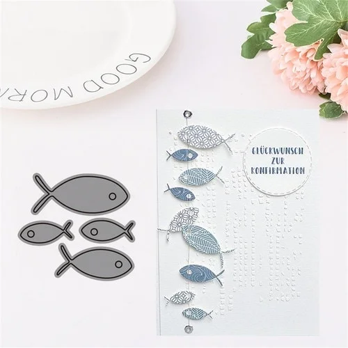 Crazyclown 4pcs/lot Small Fish Metal Cutting Dies Stencils for Scrapbooking/photo Album Stamps Decorative Embossing Crafts