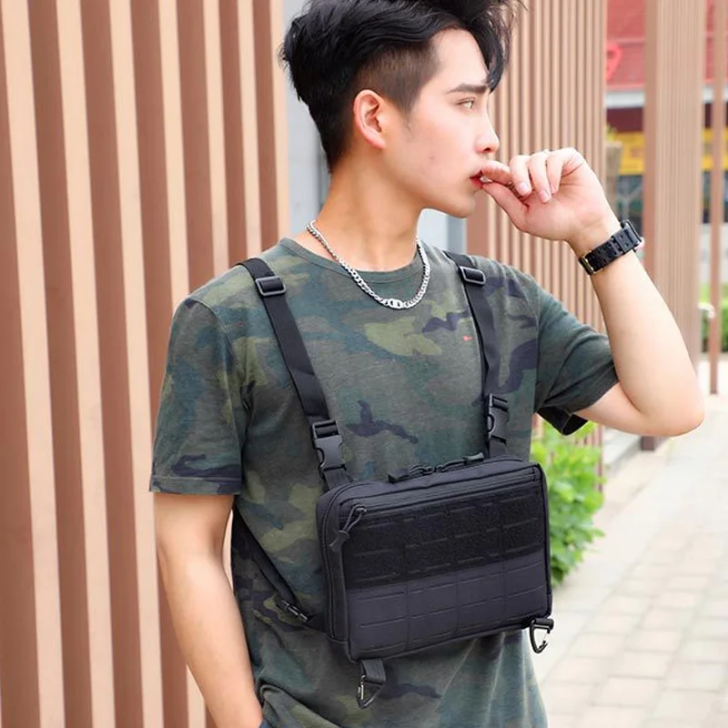 Laser Tactical Chest Bag Men\'s Functional Vest Bag Survival Army CAMO Molle System Kit Bag Backpack Locomotive Backpack