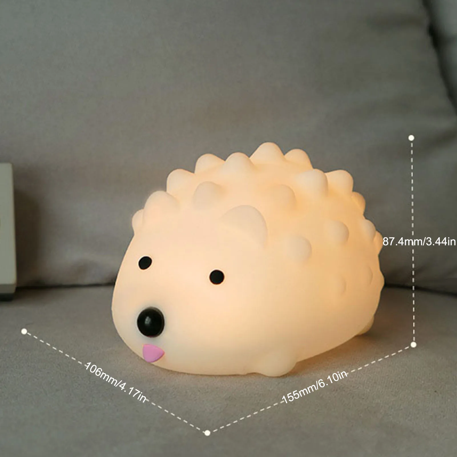 Hedgehog Night Light Led Rechargeable Silicone USB Children Cartoon Remote Control Home Led Bedside Light Lamp Small Ornaments