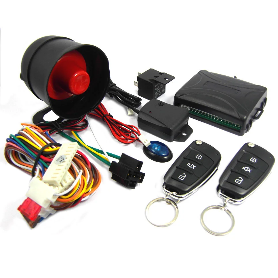 Universal 12V  car Auto Alarm One Way Car Alarm Vehicle System Protection Security System Keyless Entry Siren 2 Remote Control