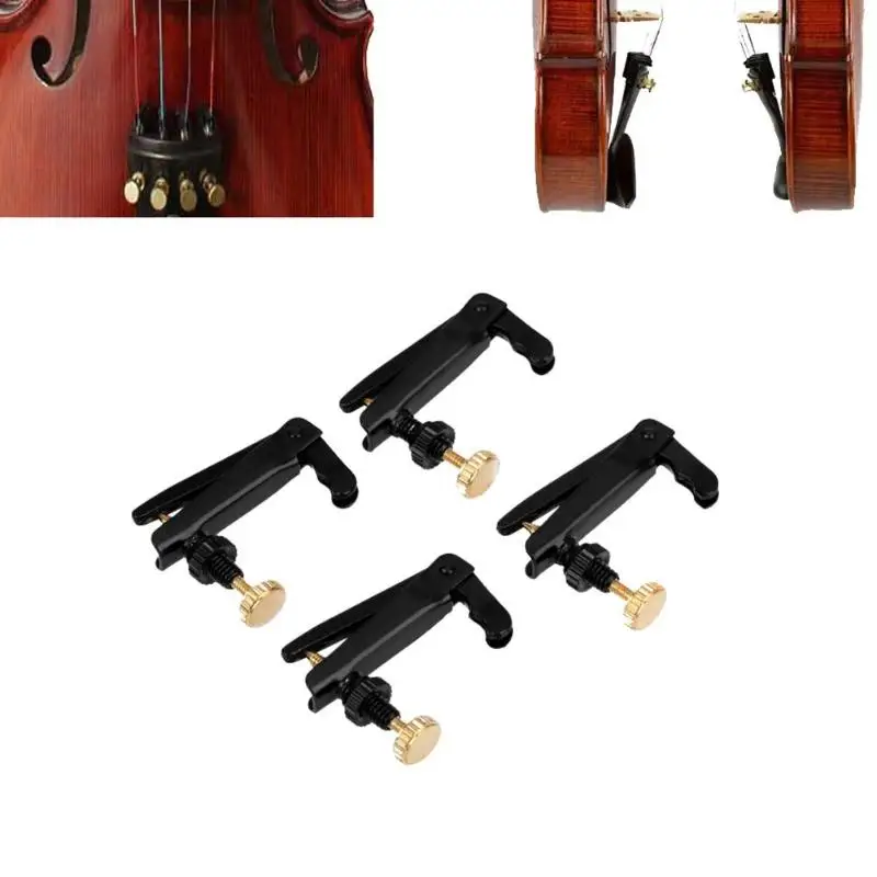 4pcs 4/4-3/4 Plated Iron Violin Fine Tuners Spinner  Adjuster Strings Hooks for Violin Musical Instrument for Violin Musical Ins