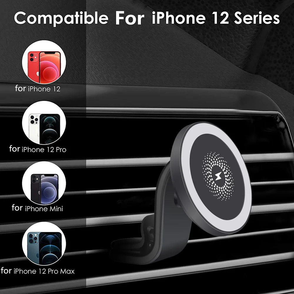 

15W Magnetic Car Wireless Charger Fast Charging Car Holder Car Mount Air Vent Stand For iphone 12 Mini 12 Pro Max