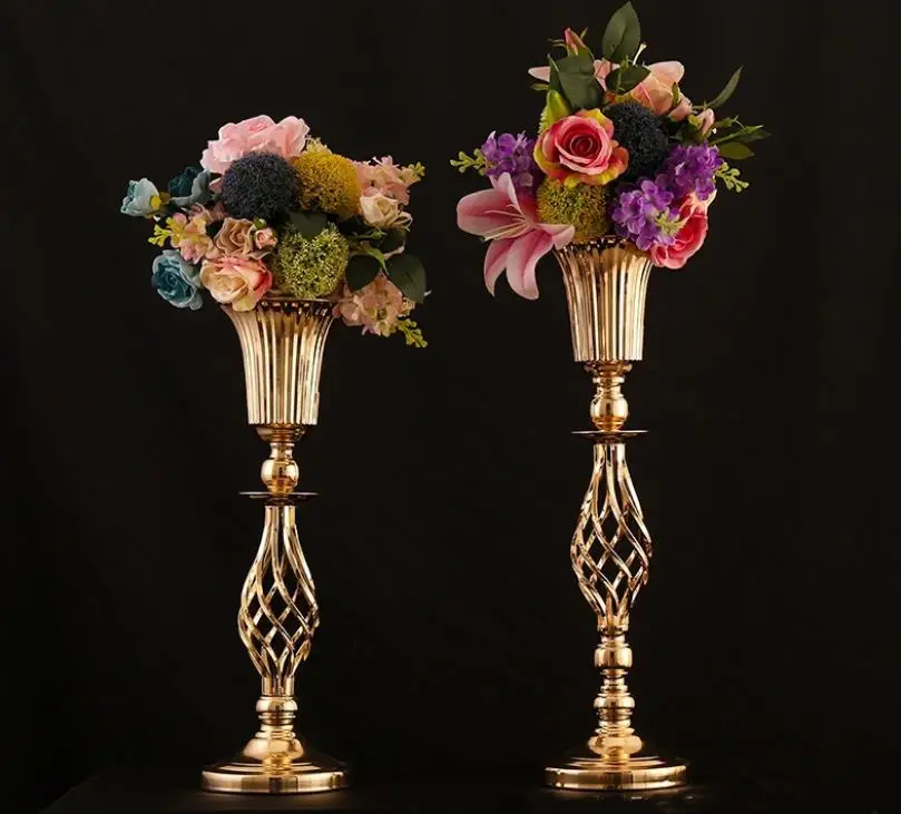 

10PCS Tall Metal Wedding Centerpieces for Reception Tables Gold Flower Vase Stand Decoration for Party Events Birthday