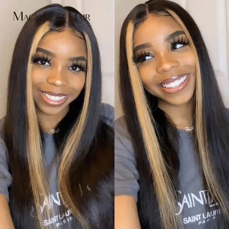 Magic Love Hair Customized 13x6 Lace Front Human Hair Wigs Pre Plucked With Baby Hair Brazilian Straight For Black Women