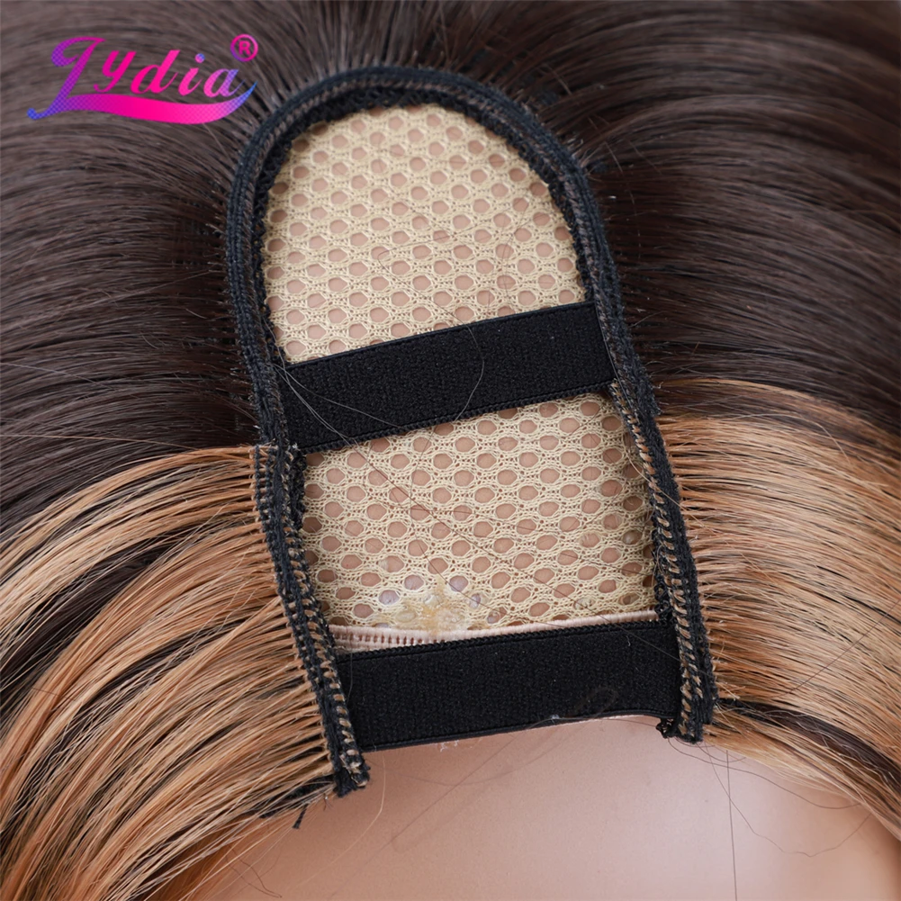 Lydia Long Silky Straight U Part Mixed 4/27 Color Hair Wigs Heat Resistant Synthetic 20Inch For Women Ladies Daily