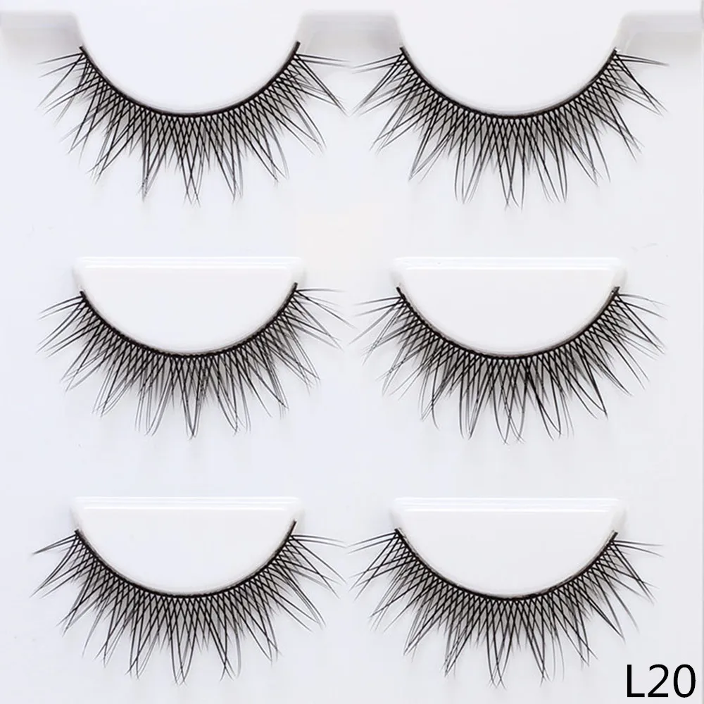 10Mm Natuurlijke Lange Kriskras Dikke Valse Wimpers 3 Pairs Fake Lashes Make Wimpers Extension Wimpers Voor Make L15