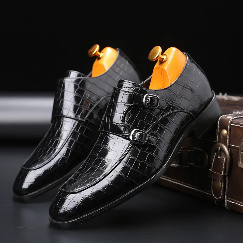 New Style Men Shoes Square Toe Formal Dress Leather Shoes Italian Loafers Party Wedding High Quality Brogue Shoe fgy67