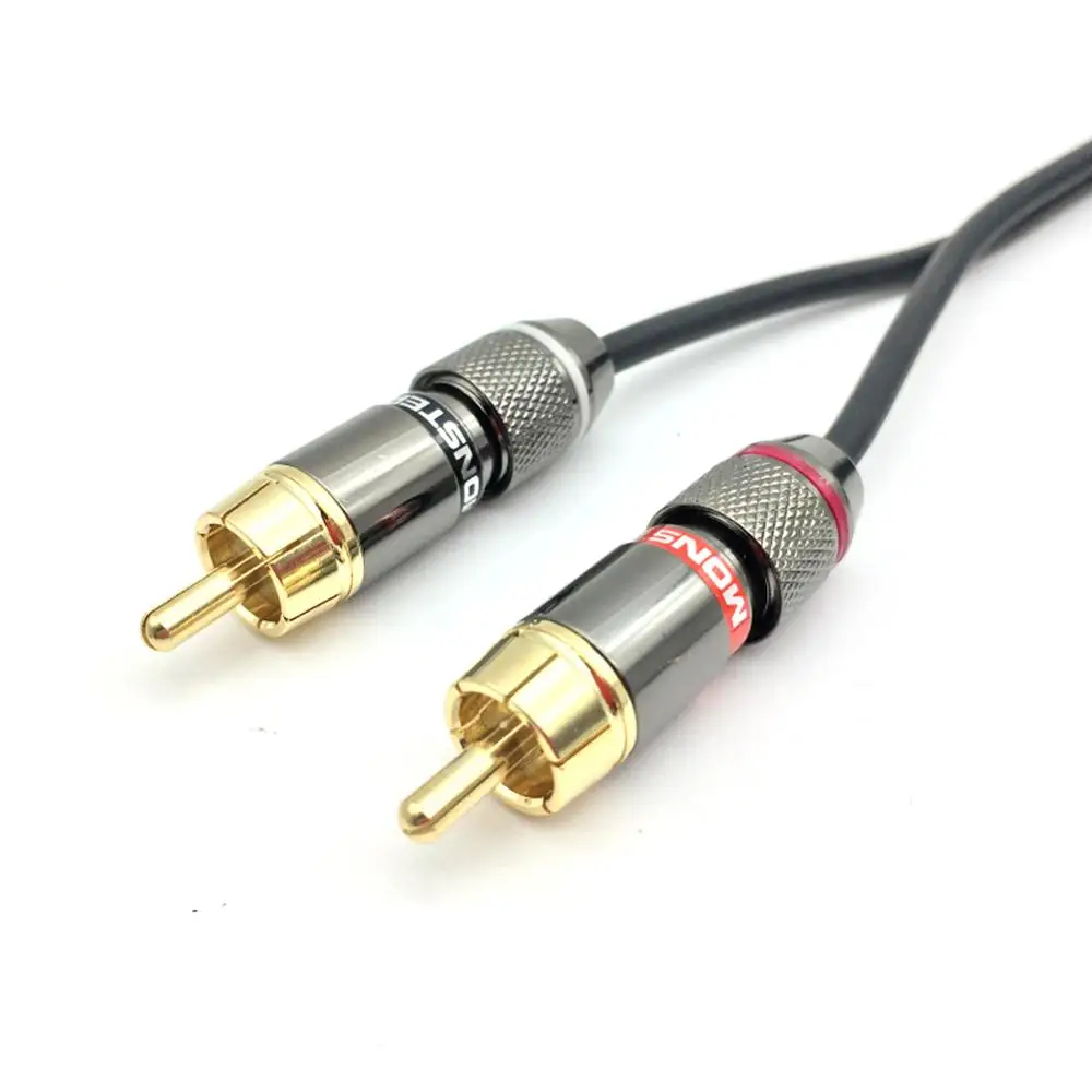 TOP-HiFi Pair  1/4 6.35mm Mono Male to RCA MaleAudio Cable Adapter Cable RCA OFC Connector Cable