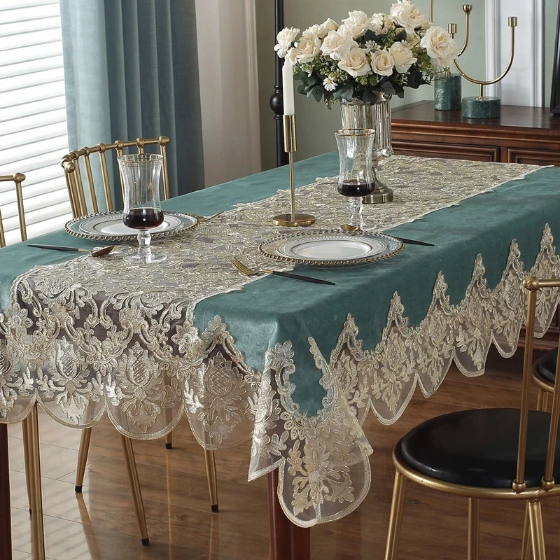 Rectangular Lace Tablecloth, Light Luxury Style, Embroidered, Home, Hotel, Dining Table Decor, Wedding Decor