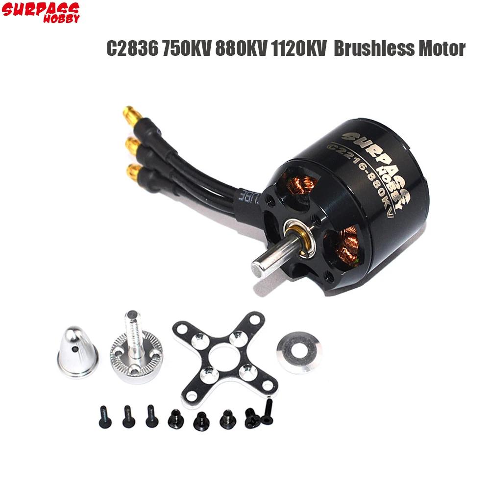 SURPASS HOBBY 2216 C2836 750KV 880KV 1120KV  Brushless Motor for RC Airplane Fixed-wing Glider Aircraft