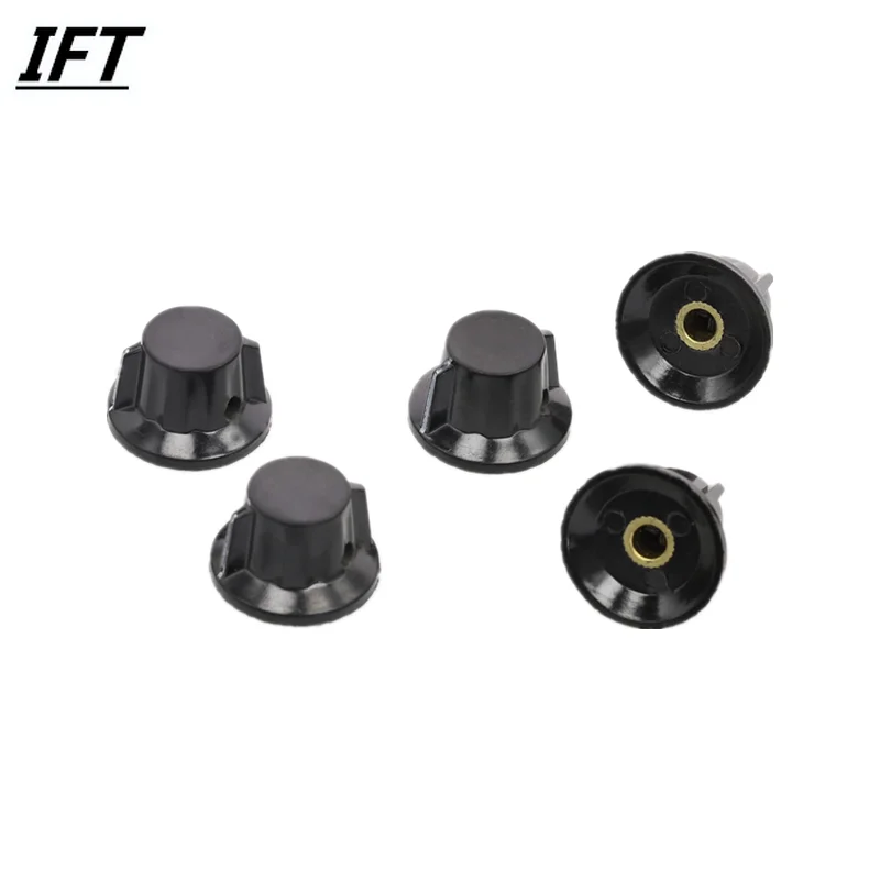 5 Pcs Black 19mm Top 6mm Shaft Insert Dia Potentiometer Rotary Knobs Caps