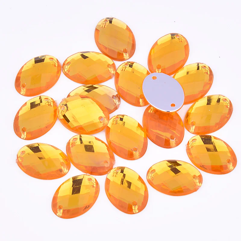 JUNAO 18x25mm 13x18mm Mix Color Sewn on Oval Rhinestones Applique Flatback Sewing Stones and Crystals for Needlework Clothes