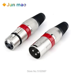 2PCS XLR head microphone connector 3-core Canon balanced plug Canon gold plated black male female plug Canon head