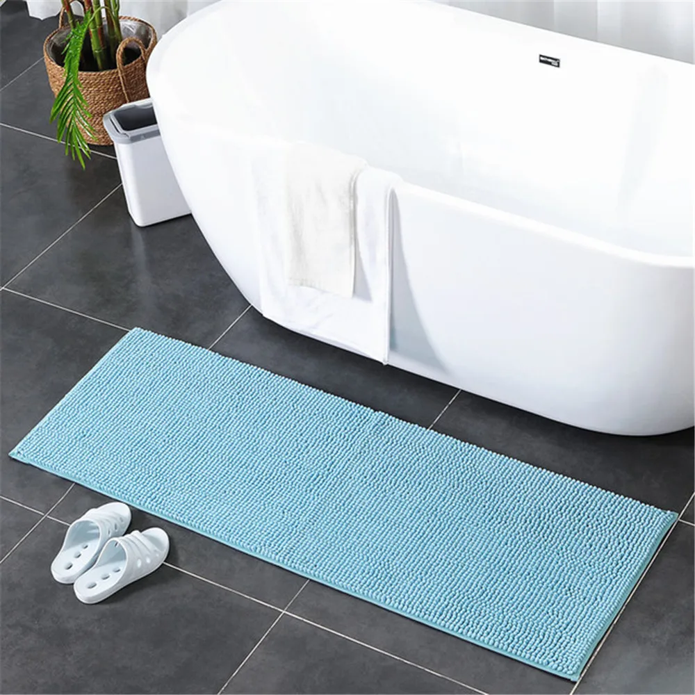 50*120cm/140cm Chenille Bathroom Mat Bathtub Floor Mat Chenille Short Hair Absorbent Non-Slip Mat For Bedroom Bedside Carpet