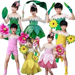 green leaf dress for girls leaf costume children's performance dance costumes botany cosplay clothing festival dance suit boys