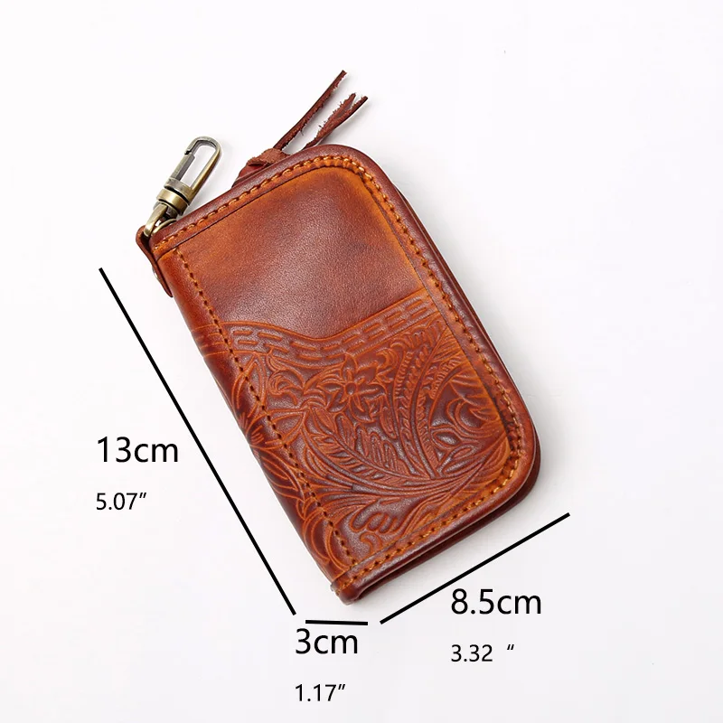 NZPJ männer Leder Schlüssel Tasche, Die Erste LayerOf Rindsleder, Damen Geldbörse, multi-funktionale Vintage Pflanzlich Gegerbtem Leder ID Tasche. – Detail 2