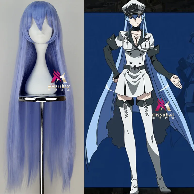 

Akame Ga KILL! Esdeath длинные прямые парики для косплея высокого качества термостойкие синтетические искусственные волосы синие Аниме партия + парик шапочка