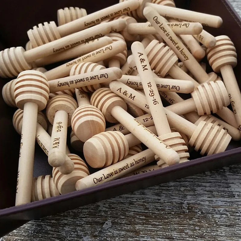 

Personalized 50 Pack Of Wood Honey Dipper Sticks,Custom Wedding Favors Baby Shower Decoration,Server For Honey Jar Dispense