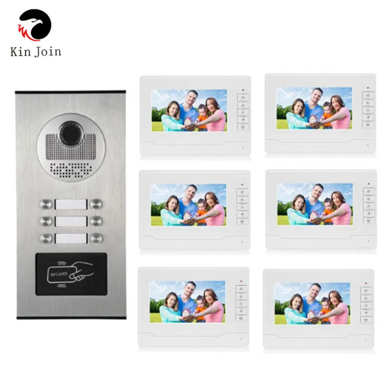 6 Appartementen Video Deurbel Multi Building Ring Camera Met Rfid Sleutelhanger Smart Home Leven Visuele Intercom