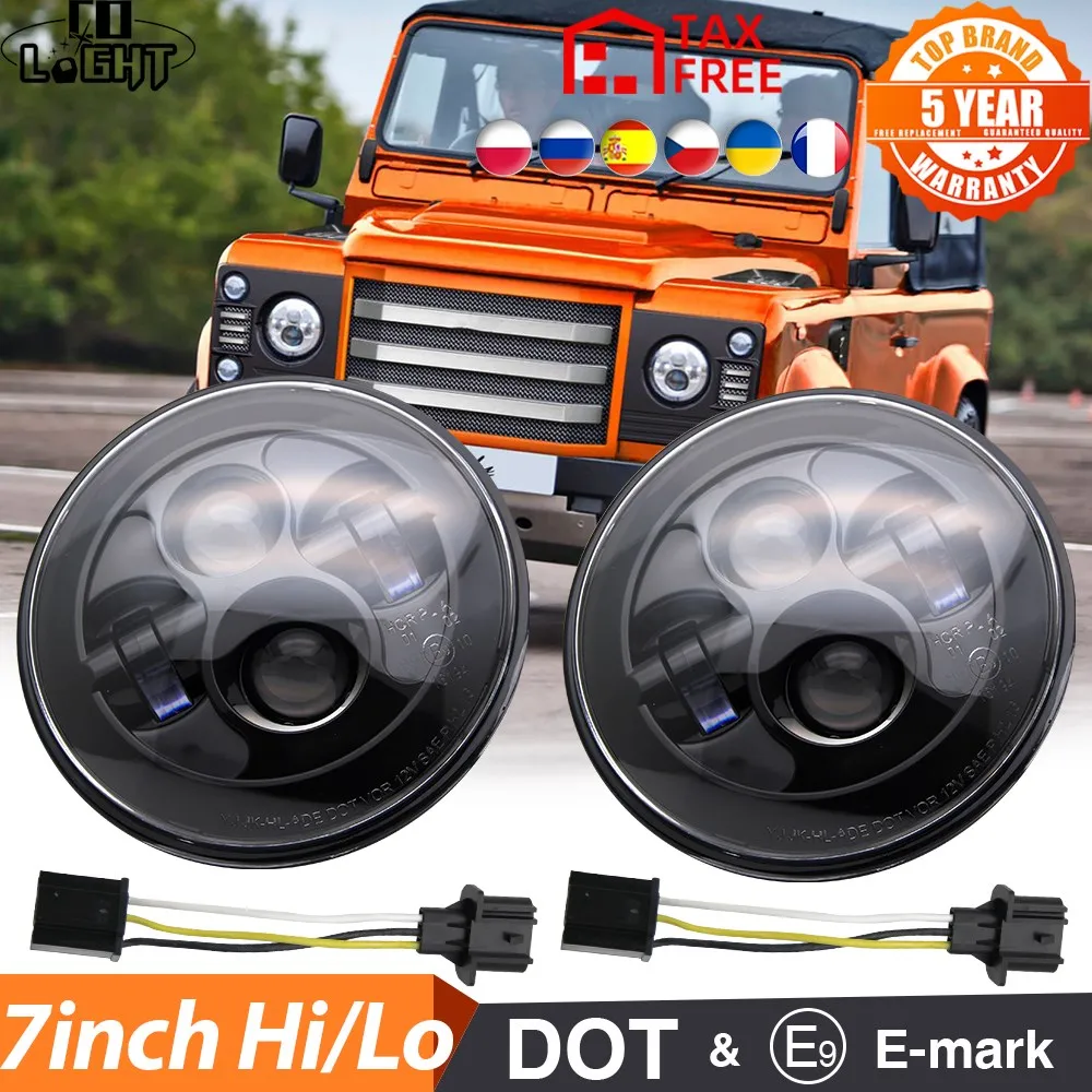 CO LIGHT 7 Inch LED Headlight H4-H13 Hi-Low Beam Dot E9 DRL 7