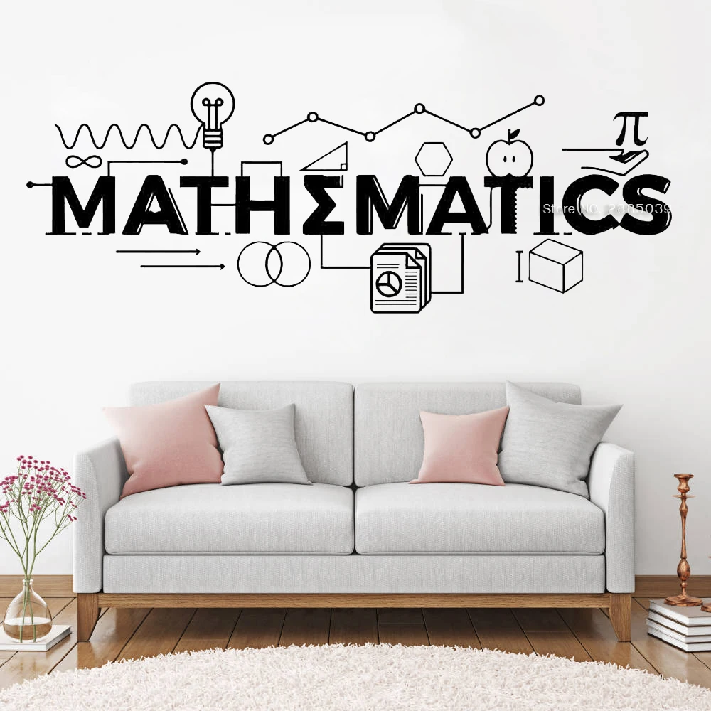 Mathematics Quote Sign Wall Decals Math Classroom Decor School Wall Vinyl Stickers Waterproof Wallpapers Home Study Room LC1407