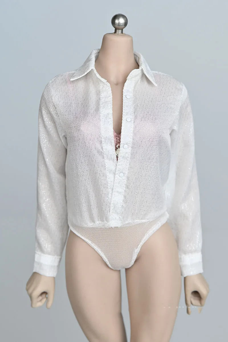 1/6 Scale women's figure doll blouse Even the body White Transparent shirt with panties fit 12 inches tbleague ph action body