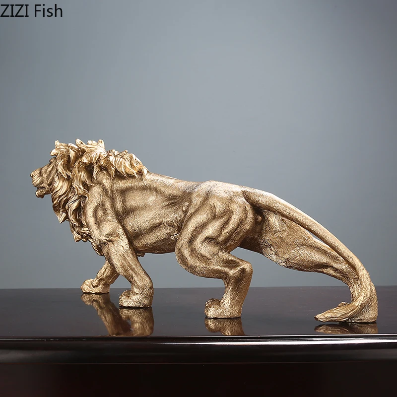 Creative Resin Simulation Lion Resin Model Office Desktop Decoration Abstract Animal Statue Figurines Room Countertop Decoration