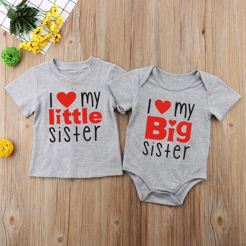 Matching Shirts Sibling Sisters Shirts I Love My Big Sister Little Sister Matching Family Shirts Kids Girl Shirts Baby Bodysuits