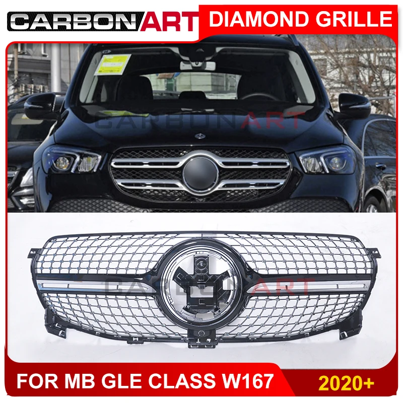 new diamond Grill For mb gle450 2020 model GLE diamond grille no front camera car Front Bumper Sport GLE 400 front racing grill