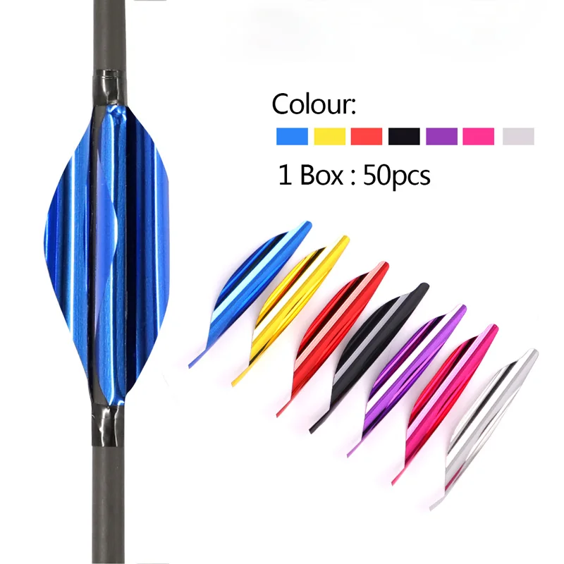 50pcs Hottest Archery Spin Vanes 1.8 inch Spiral Feather RW DIY Arrow Archery With sticker Tape Arrow Accessories