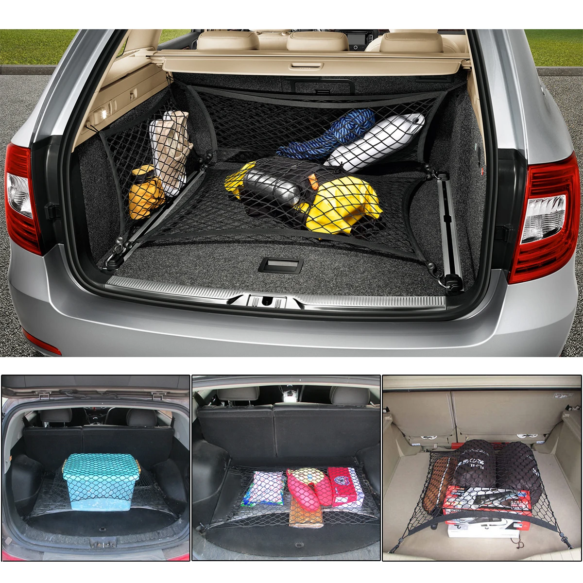 Car Mesh Elastic Nylon Rear Back Cargo Trunk Storage Organizer Luggage Net Holder Accessory 100*70cm