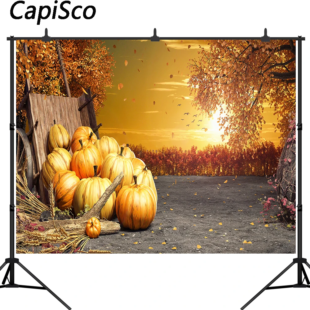 Фон для фотографий «Осенний урожай» с тыквами