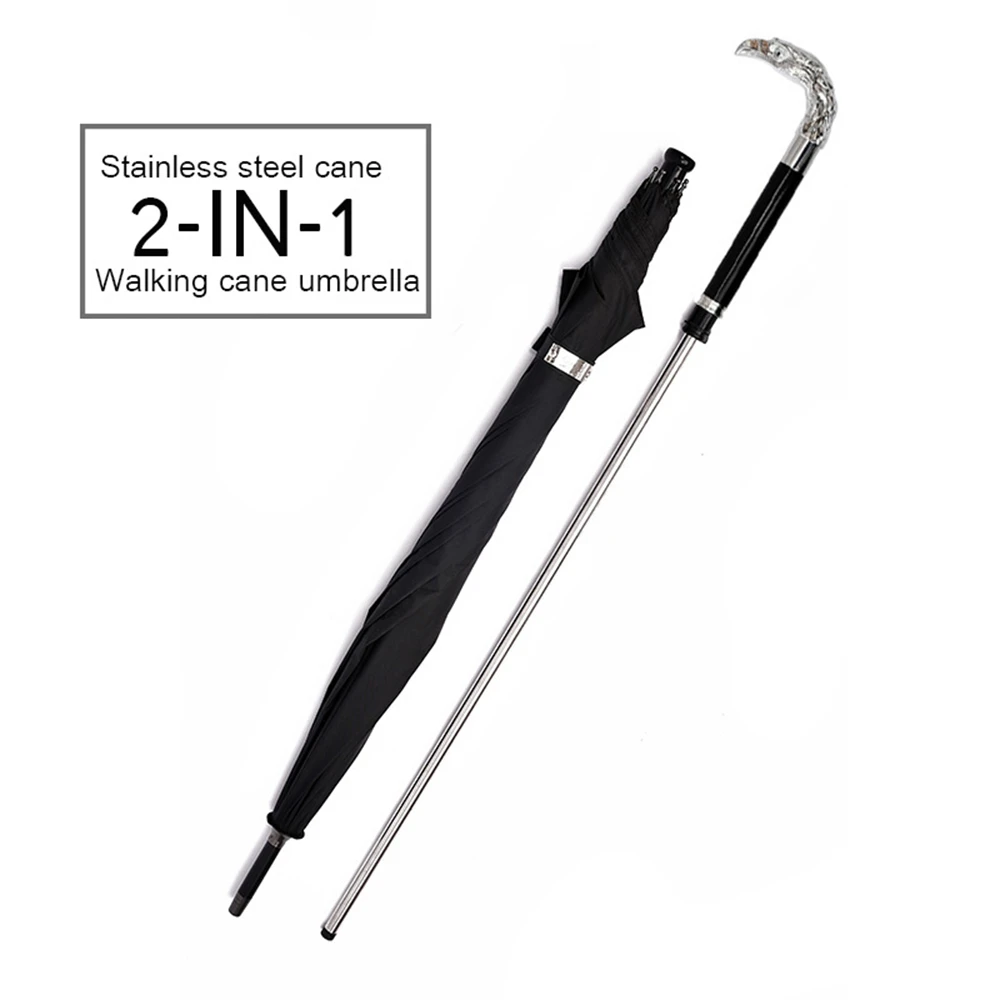 Walking Cane Stick, Self Defense, 2-in-1, Sturdy, Windproof, UV Protection, Eagle Umbrella, Suitable for Hiking, Hanging Out, Ra