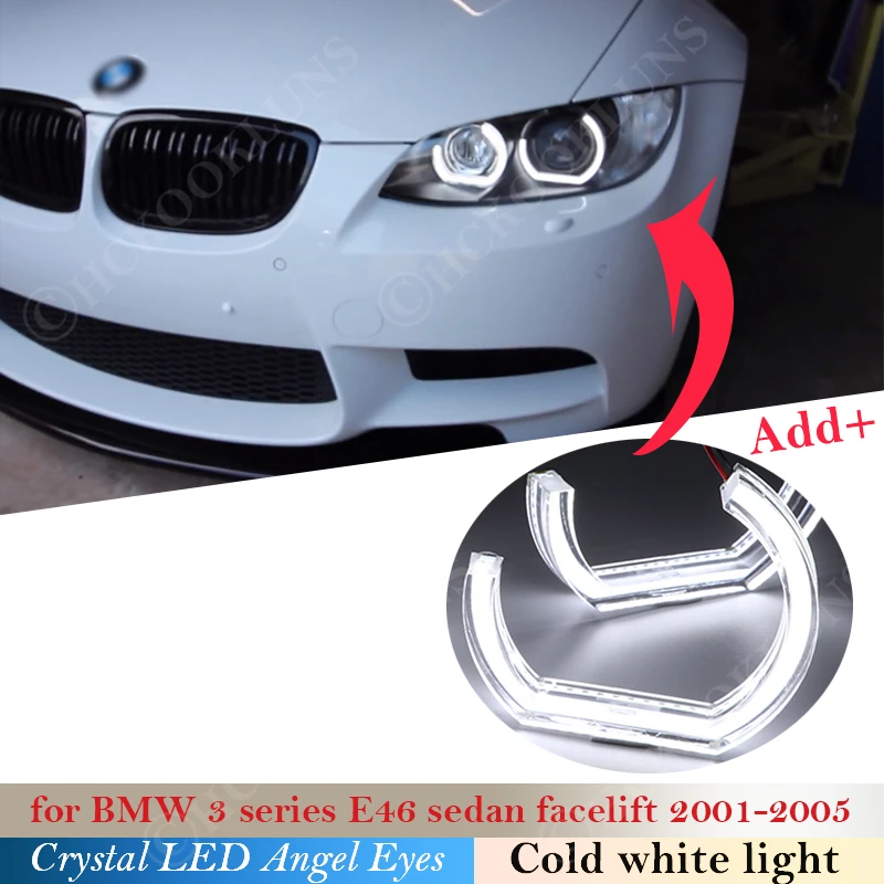 

for BMW 3 series E46 sedan facelift 2001-2005 DTM Style Crystal LED Angel Eyes Halogen headlight 210 320 316 318 325 330 i ci