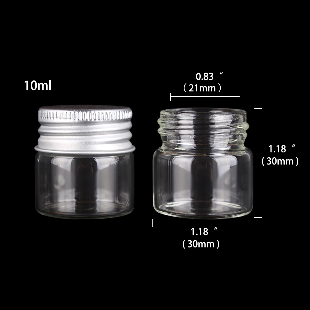 12 pieces 10ml 30*30mm Glass Candy Bottles Jars with Aluminum Top Lid Mini Glass Vials Wish Bottles for Wedding Favors