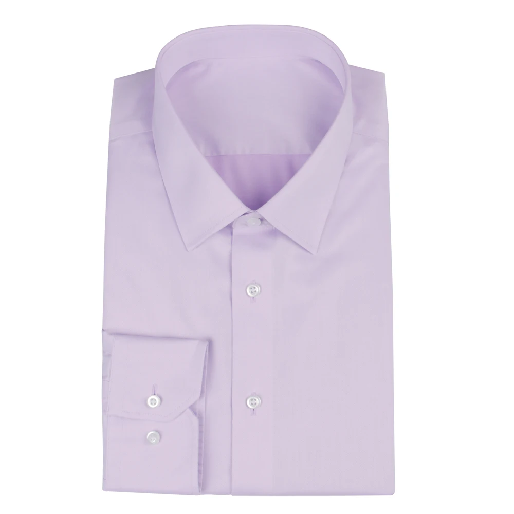 

100s 2-ply Luxury Wrinkle Free Dress Shirt Tailored 100% Cotton Lavender Office Custom Made Dress Shirts Chemise Sur Mesure 2021