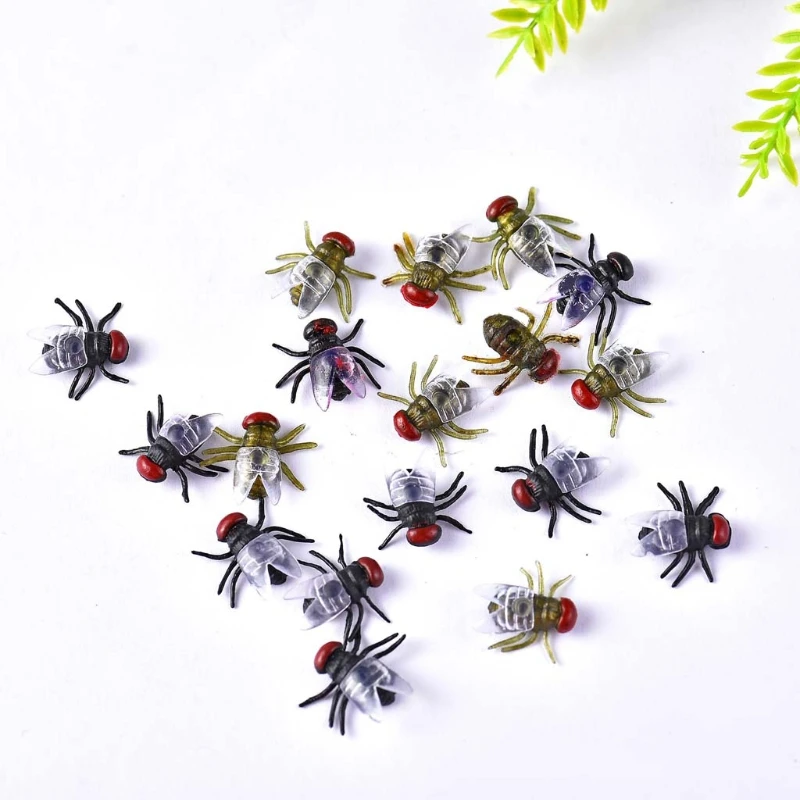 100 pçs falso moscas plástico simulado inseto voar bugs piada brinquedos brincadeira halloween suprimentos festa favores