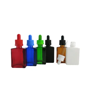 12x30ml empty red blue green frost black amber white square glass chandelier glass bottles Piepette dropper containers