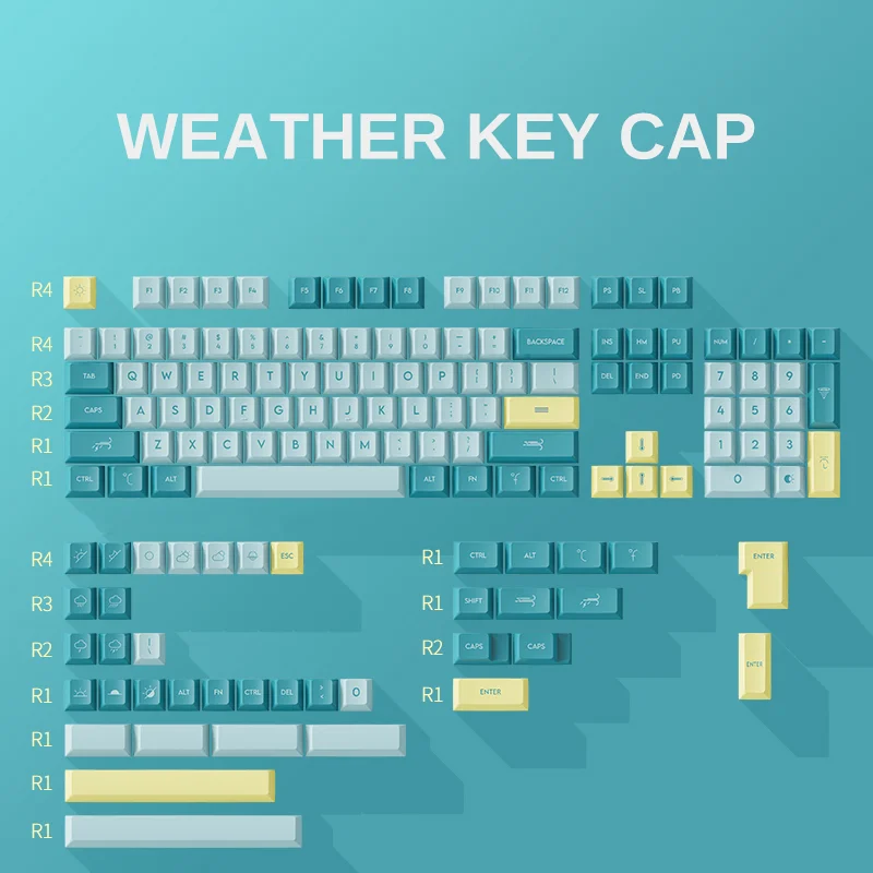 Weather Key Cap PBT Cherry Profile Height Keycaps for MX Switcher Gaming Mechanical Keyboard Keycap