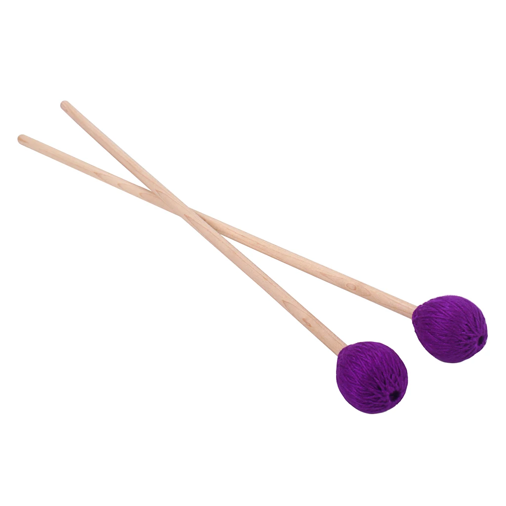 Pack of 2 Soft Purple Wool Head Marimba Timpani Mallet Rods Maple Handle, 43cm