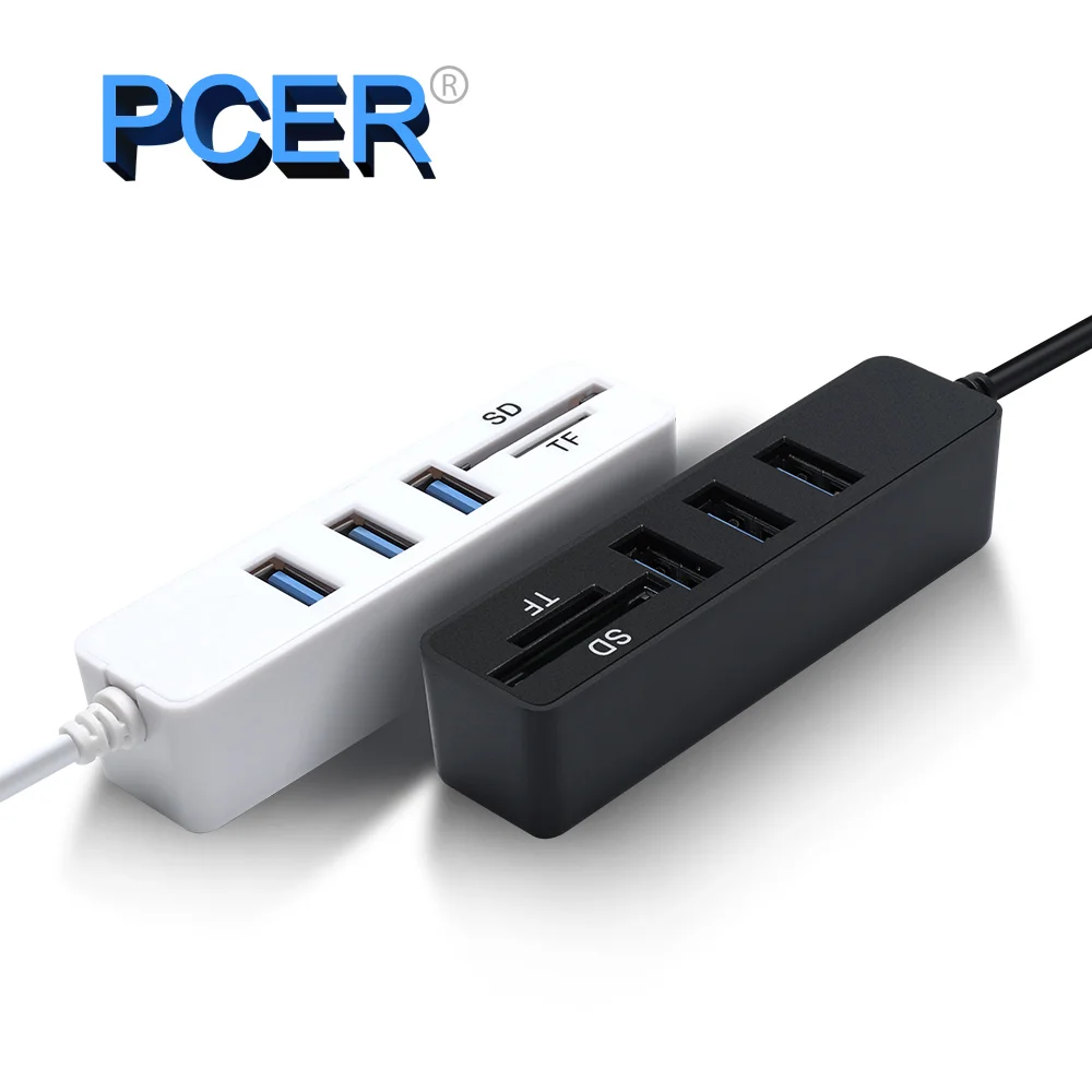 PCER Hub USB 2.0 Multi USB Splitter Ad Alta Velocità 3Hab di DEVIAZIONE STANDARD TF Card Reader All In One Per Il Calcolatore Del PC accessori