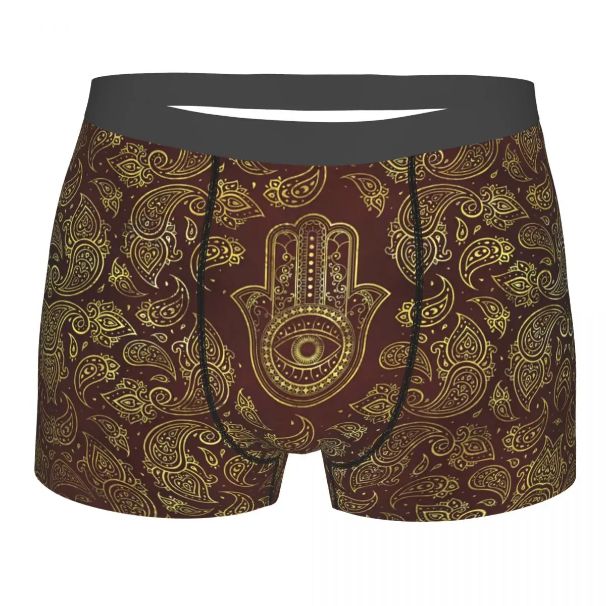 

Decorative Hamsa Hand With Paisley Background Underpants Breathbale Panties Male Underwear Print Shorts Boxer Briefs