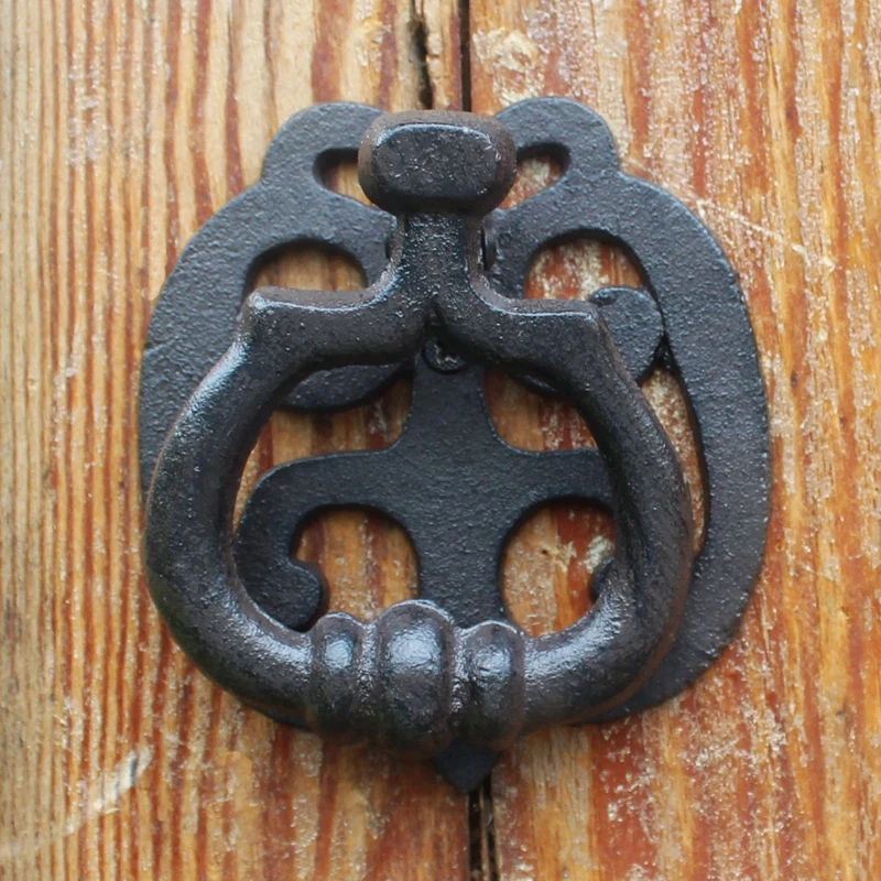 

Vintage Black Cast Iron Door Knocking Handle Heavy For Home Garden Entrance Gate Decoration Traditional Hand Crated Pull Gifts