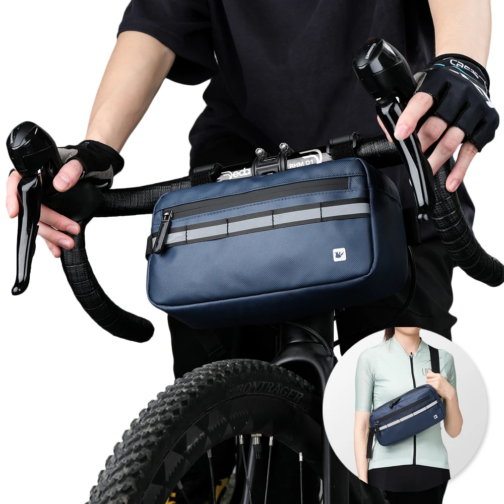 Rhinowalk 2023 New Handlebar Bike Bag Multifunctional Bicycle Cycling Front Basket Handbag Frame Tube Holder Shoulder Bike Bag