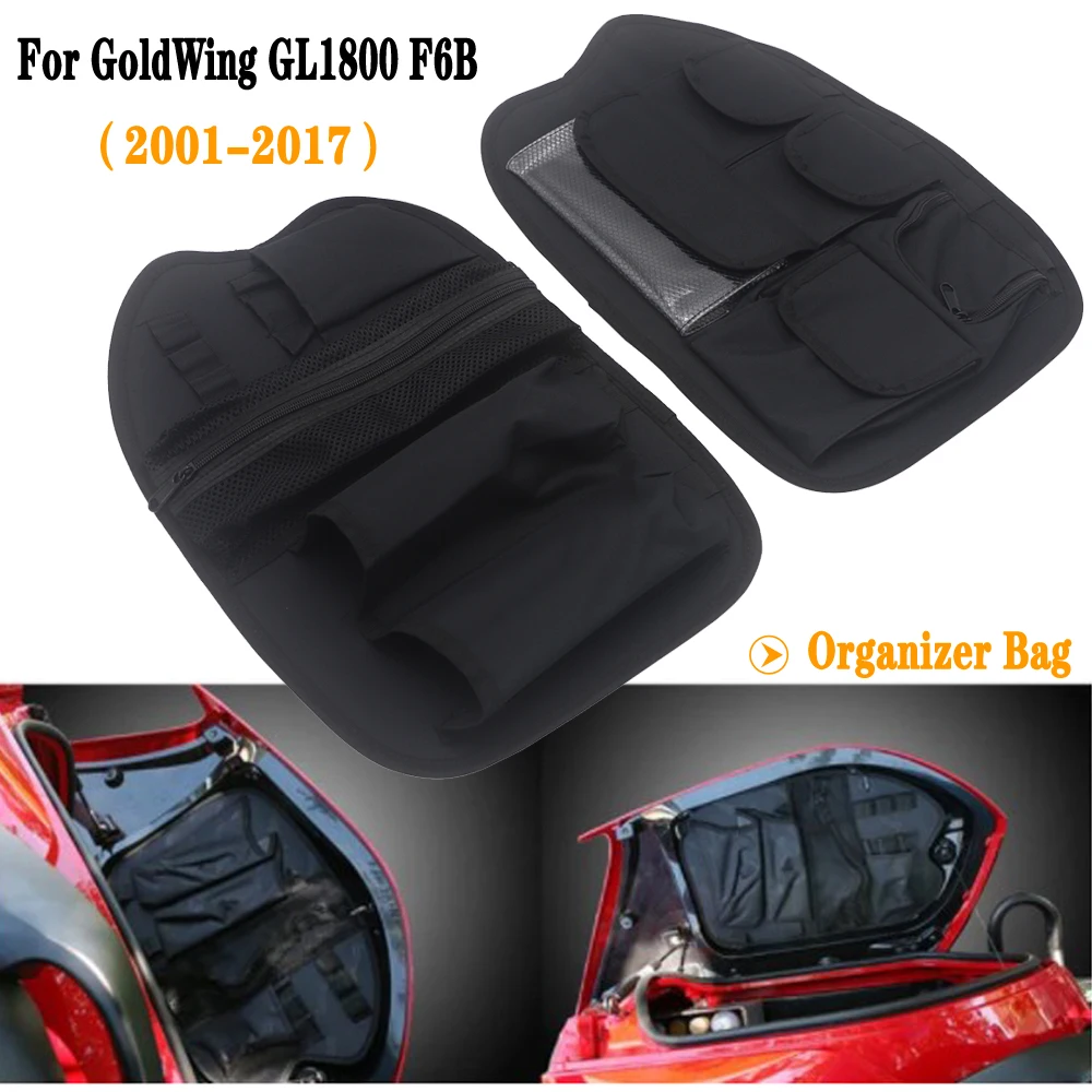 Motocicleta preta tampa do tronco alforje organizador saco conjunto para honda goldwing gl1800 gl 1800 f6b f 6 b 2001-2017