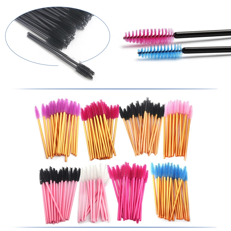 

NEWCOME 50pcs One-Off Disposable Eyelash Brush Mascara Makeup Applicator Wands Eyelash Extension Makeup Brushes Make Up Brushes