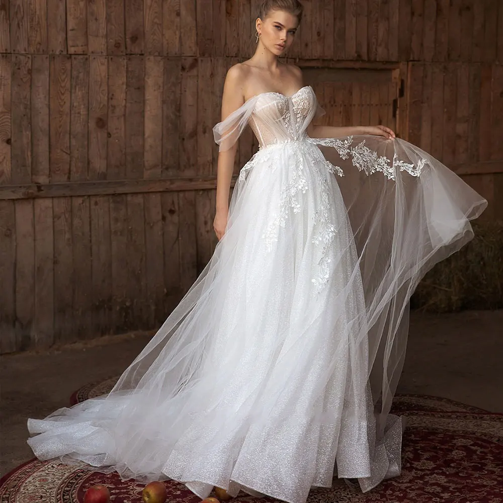 Robe de mariée en Tulle plissé pour femmes, tenue de princesse sur mesure, coupe trapèze, style Boho, collection 2022