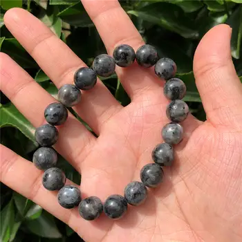 1件 鳳寶武天然石拉長石手鍊 黑色月光石圓珠 水晶療癒石飾品禮品 6 最佳銷售 黑月光石 - №3