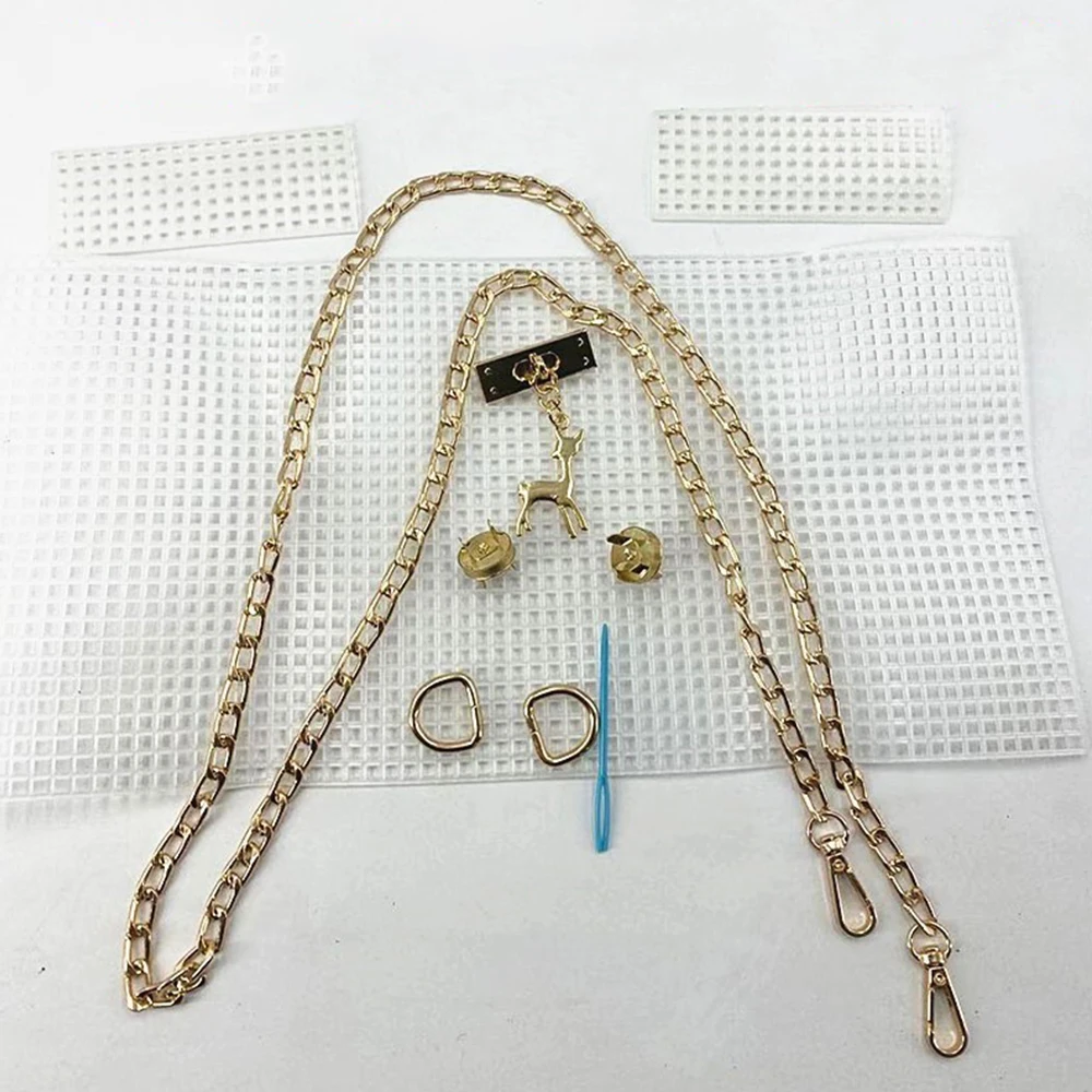 6Pcs/Set  Auxiliary Weaving Plastic Mesh With Fawn Chain Buckle Sewing Needle  Embroidery Acrylic Yarn Crafting Bag Accessories