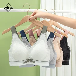 vvbras Thai Latex Non-marking Underwear Women Fashion Wide Straps Gathering No Steel Ring Adjustable Sports Anti-sagging Bra